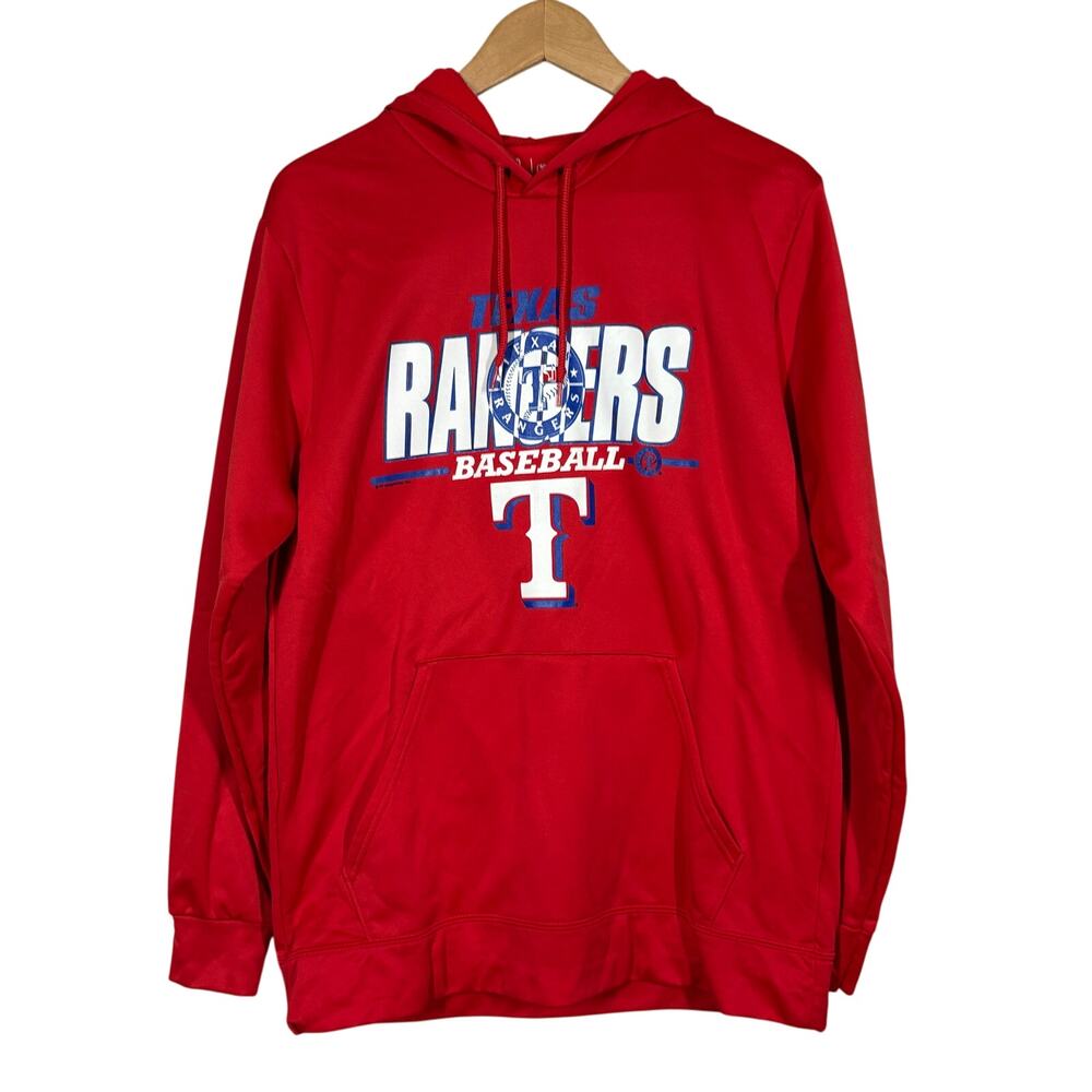 Texas Rangers Pullover Hoodie Red Casual Sport Long Sleeve Sweatshirt - M